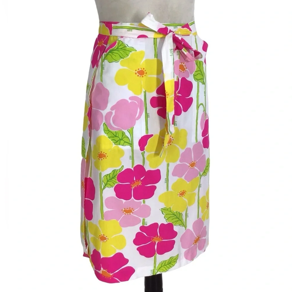 Lilly Pulitzer Sweet Sally White Label Vintage Floral Wrap Skirt Size 6